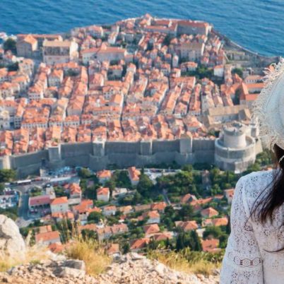 Tourist overlooking Dubrovnik