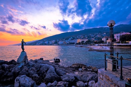 Town-of-Opatija-waterfront-sunse