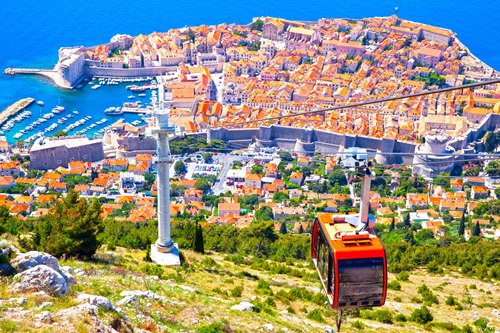 Old town of Dubrovnik from hill