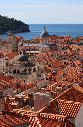 View of the terracotta rooftops in the old town of Dubrovnik