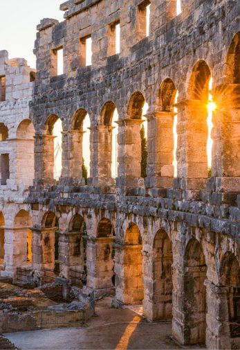 Pula Arena at Sunset
